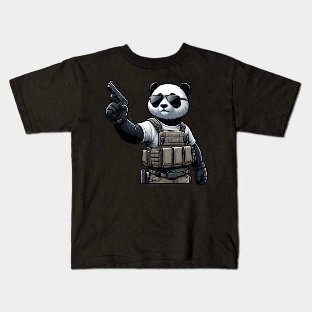 Tactical Panda Kids T-Shirt by Rawlifegraphic